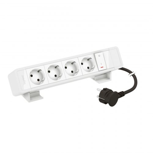 Incara On Desk - 4 tomadas 2P+T Schuko + 1 interruptor geral luminoso - Branco