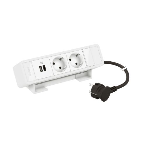 Incara On Desk - 2 tomadas 2P+T Schuko + 1 USB Power Delivery 45W - Branco