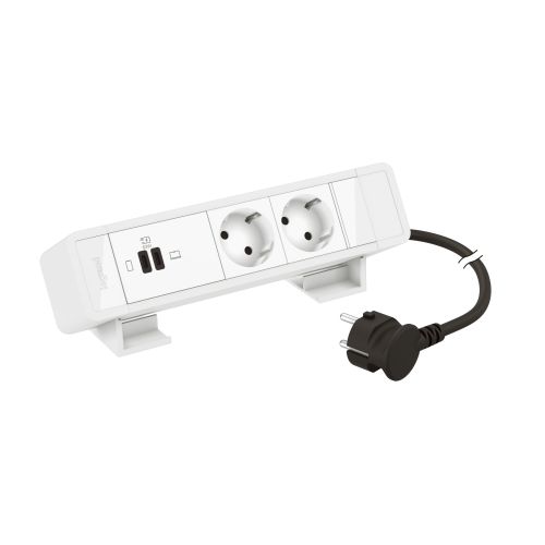 Incara On Desk - 2 tom.2P+T Sch.+ 1 USB Tipo-C + 1 Tipo-C Power Delivery 63W - Branco