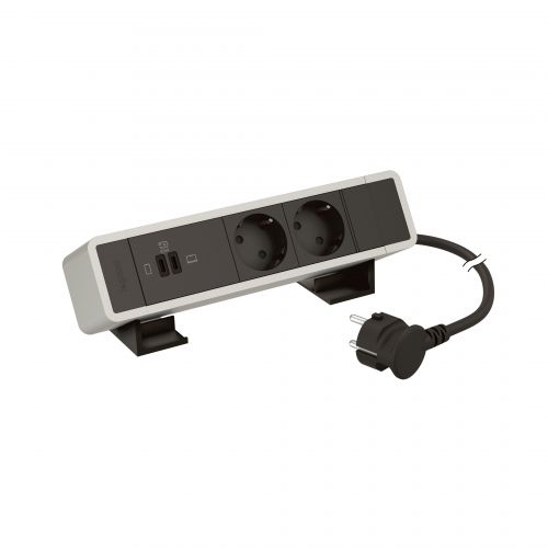 Incara On Desk - 2 tom. 2P+T Sch.+ 1 USB Tipo-C + 1 Tipo-C Power Delivery 63W - Alum.