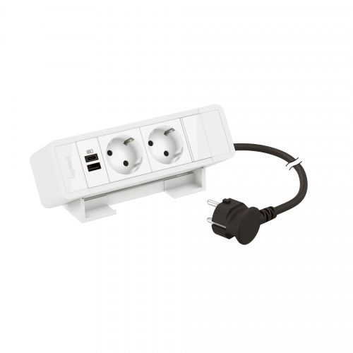 Incara On Desk - 2 tomadas 2P+T Sch.+ 1 USB Tipo-A + 1 USB Tipo-C 15W - Branco