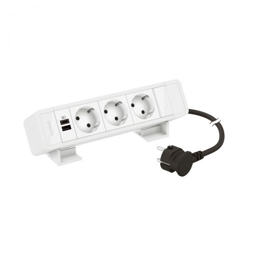 Incara On Desk - 3 tomadas 2P+T Sch.+ 1 USB Tipo-A + 1 USB Tipo-C 15W - Branco