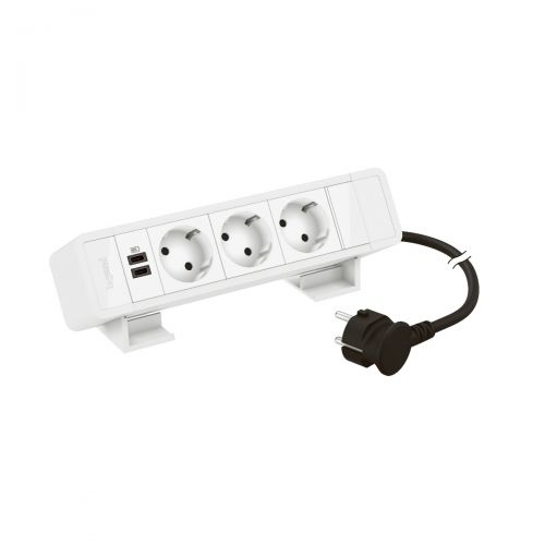 Incara On Desk - 3 tomadas 2P+T Schuko + 2 USB Tipo-C 15W - Branco