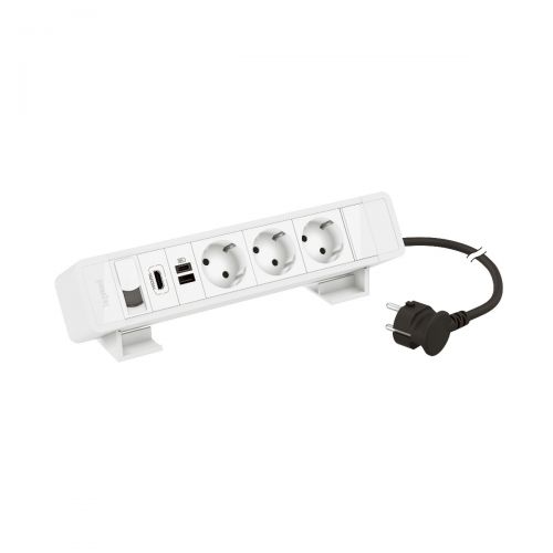 Incara On Desk - 3 tom.2P+T Sch.+ 1 USB Tipo-A + 1 Tipo-C 15W + 1 RJ45 Cat.6 FTP + 1 HDMI 2.0- Branco